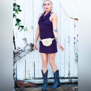 Summer Cowl Neck Dress Razor Back Shoulder less Deep Plum size XL